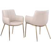 Tracy Club Dining Arm Chair in Taupe Leatherette & Brushed Gold (Set of 2)